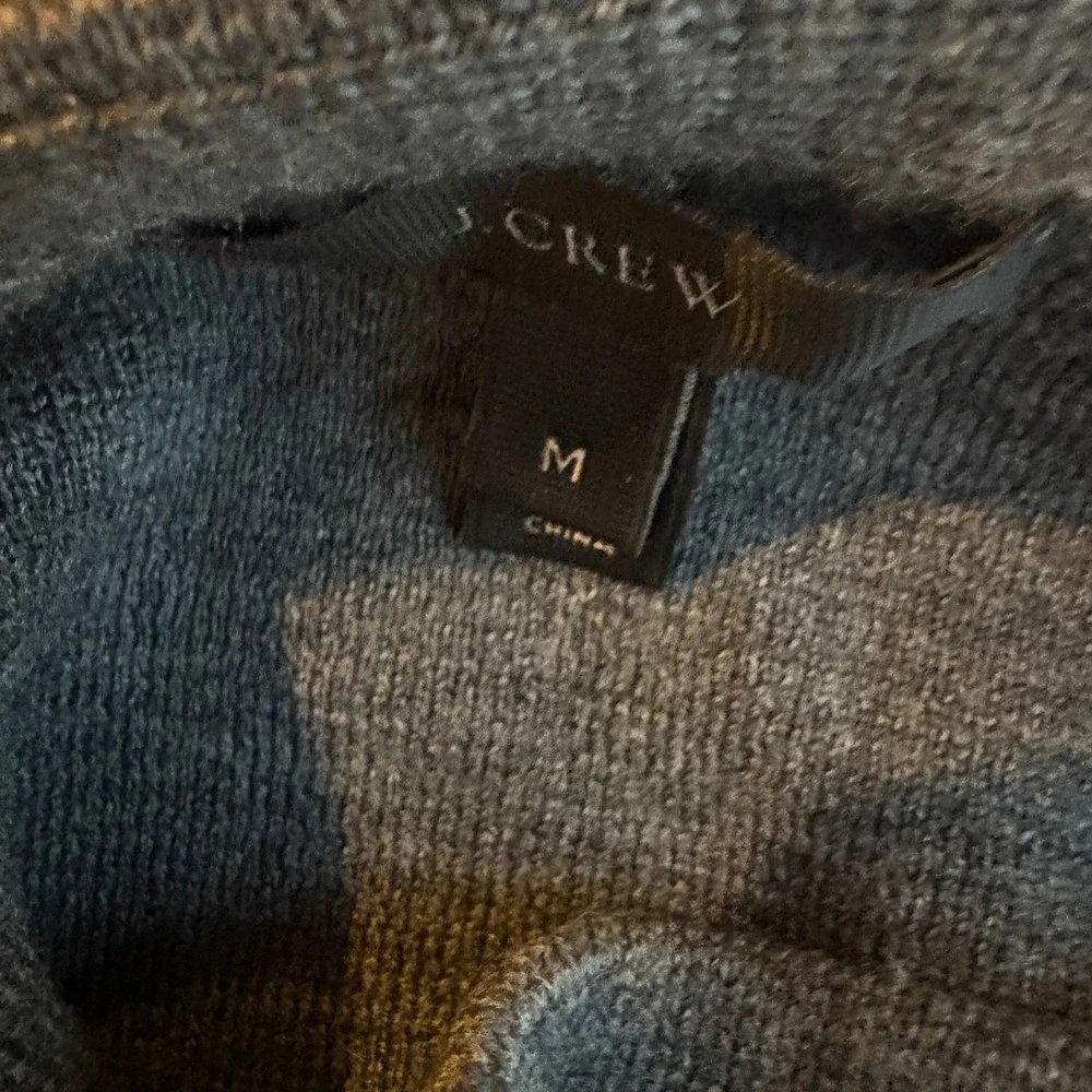 J. Crew Womens Merino Wool Leather Pocket Sweater Gray Pullover Size Medium